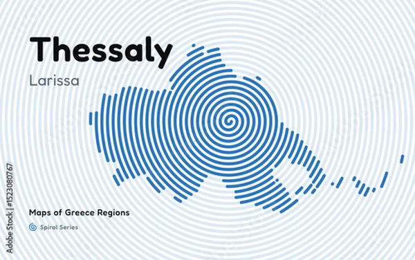 Fototapeta Spiral Line Pattern Map of Thessaly with Larissa as the Capital