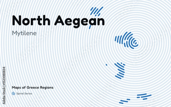 Fototapeta Spiral Line Pattern Map of North Aegean with Mytilene as the Capital