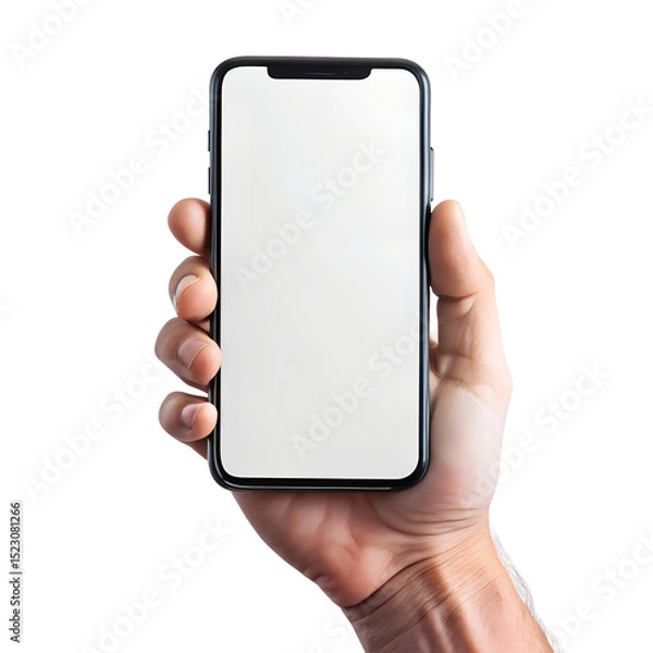 Fototapeta Realistic Image Of Human Hand Holding Modern Smartphone