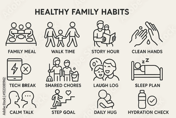 Fototapeta Healthy family habits: encouraging daily routines for well-being