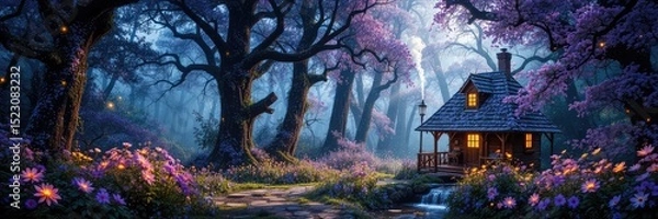 Obraz Magical forest, a house in the forest, a mystical landscape, fantasy landscape