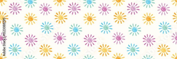 Fototapeta Sun seamless pattern. Summer background design. Banner. Vector