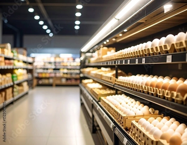 Fototapeta Grocery store aisle with eggs