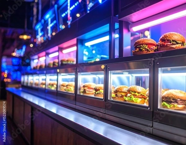 Fototapeta Display case with burgers