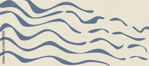 Obraz abstract blue waves on beige background