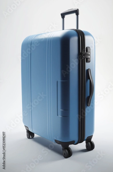 Obraz a blue suitcase with black wheels, viewed from a high angle with deep perspective