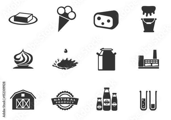 Fototapeta milk icon set