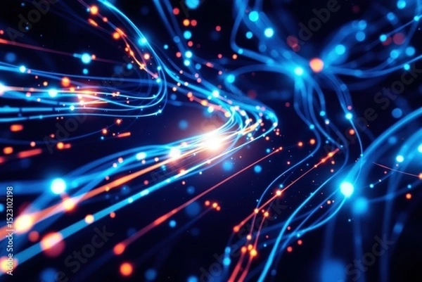 Obraz Vibrant blue and orange light trails swirling in dark space