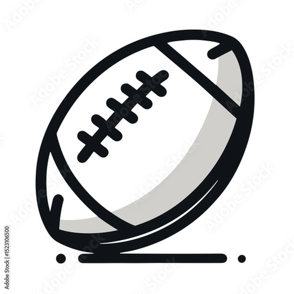 Obraz Classic rugby ball vector illustration representing the sport of rugby on transparent background for sports branding and digital design