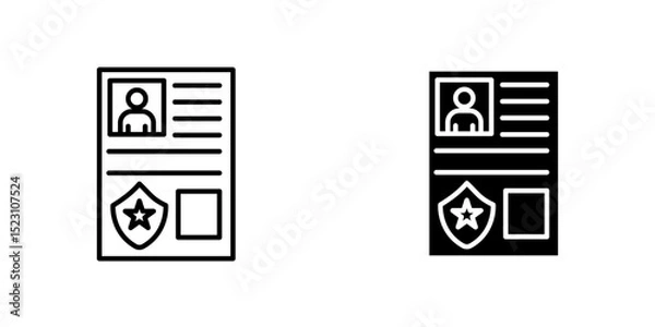 Obraz Criminal record vector icon. Outlined icon set in black and white colors, isolated for graphic and web design.