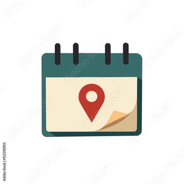 Obraz Calendar Icon with Location Pin Flat Design for Events and Scheduling, Vector Illustration