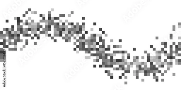 Fototapeta Black squares wave halftone random background.