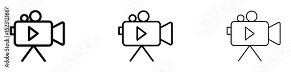 Fototapeta Video camera icons. Thin linear graphic pictogram for website