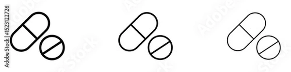 Obraz Pills icons. Thin linear graphic pictogram for website