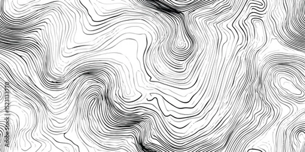 Obraz Minimalist Topographic Line Seamless Pattern. Abstract Contour Map Vector Design for trendy design, textile, packaging, fabric, wallpaper, branding, stationery, wrapping paper interior decor