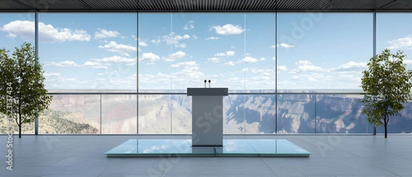 Fototapeta Modern Empty Room With Grand Canyon View