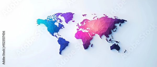 Fototapeta Colorful Polygonal World Map Graphic Design
