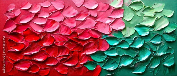 Fototapeta Abstract Impressionist Painting With Red Pink And Green Colors