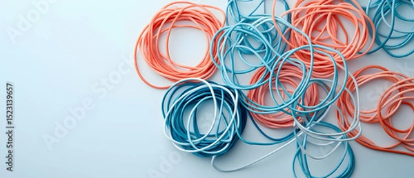 Fototapeta Colorful Tangled Threads On Light Background