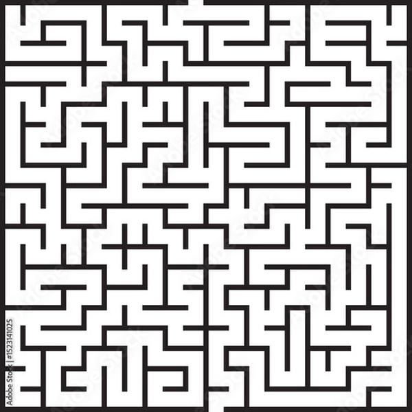 Fototapeta Complex Black and White Square Maze Puzzle Game Challenge