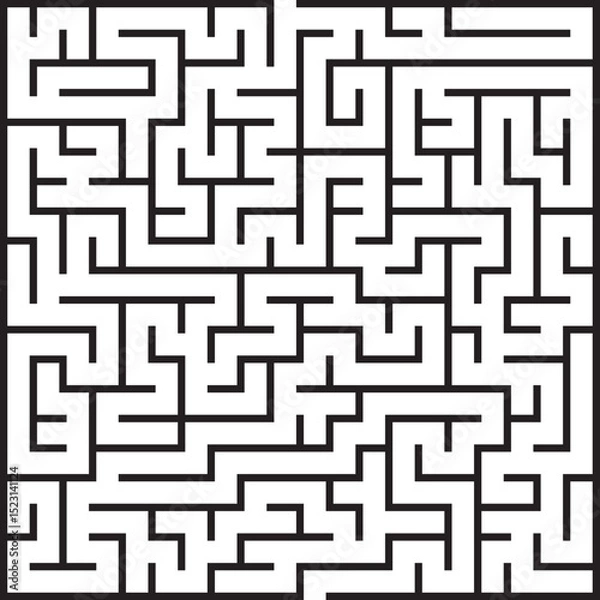 Fototapeta Complex Square Black and White Maze Puzzle Game Challenge