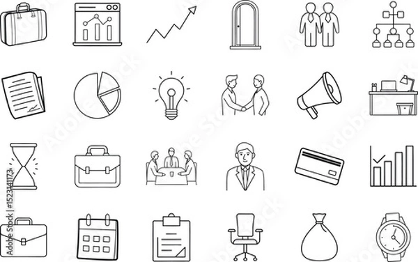 Fototapeta Business Icons Management, Finance, Strategy, Teamwork, Growth