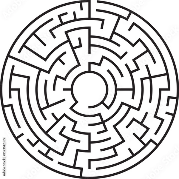 Fototapeta Circular Maze Puzzle Labyrinth Game, Paths, Challenge, Solution, Strategy