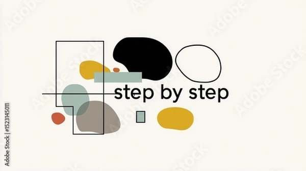 Fototapeta Stylish poster design using minimalist typography to emphasize the phrase "step by step" as a daily encouragement.