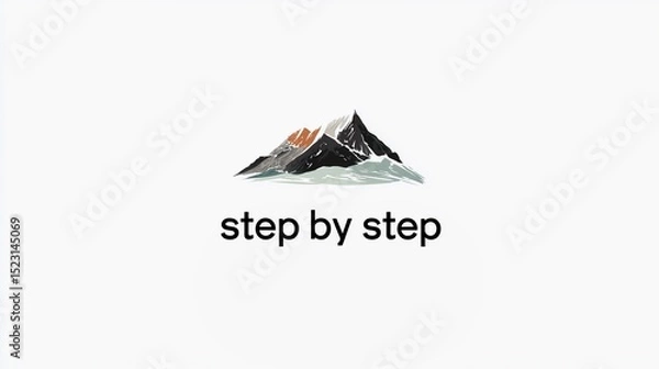 Fototapeta Stylish poster design using minimalist typography to emphasize the phrase "step by step" as a daily encouragement.