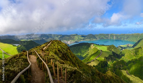 Fototapeta Azores volcanic landscapes  with Sete Cidades dual lakes in Sao Miguel