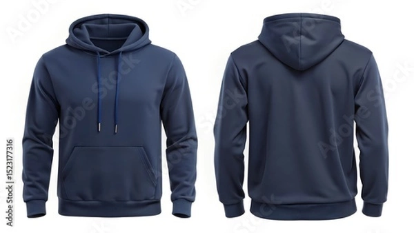 Obraz Smooth Navy Blue Pullover Hoodie On White Background