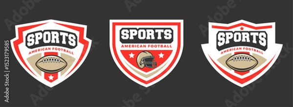 Obraz American football logo vector collection with red colour. Rugby logo design bundle. Sets of American football league labels, emblems and design elements	