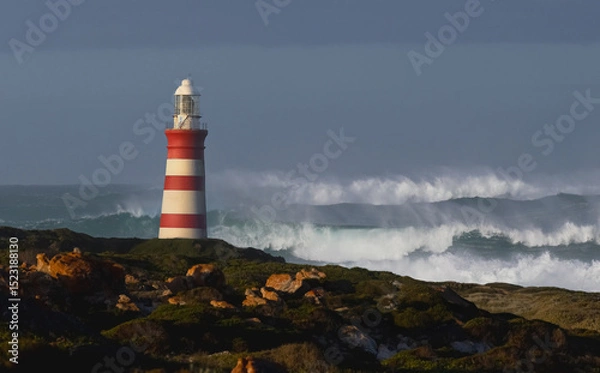 Fototapeta Lighthouse Standing Tall on a Scenic Hilltop Overlooking the Sea