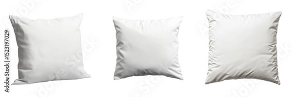 Fototapeta Set of White rectangular pillow with natural texture and soft shadows, photographed on pure on transparent png background. Ai generated