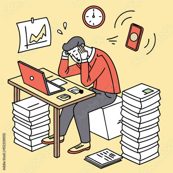 Obraz Stressed person overwhelmed workload
