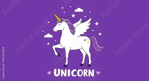 Fototapeta Vector art, unicorn, words unicorn below
