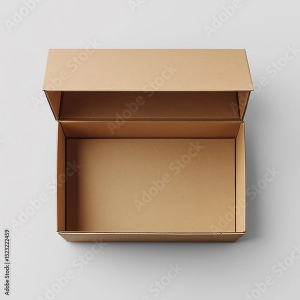 Fototapeta Open Empty Cardboard Box for Shipping and Storage Solutions - Versatile, Eco-Friendly Packaging Design Template