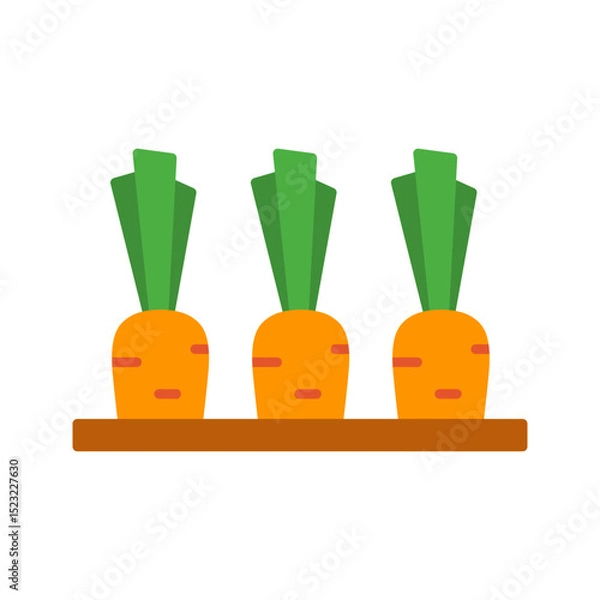 Fototapeta Cartoon carrot plants growing in soil