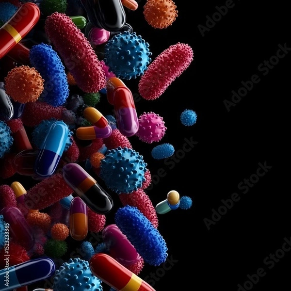 Fototapeta Conceptual Microbiology Theme of Resistance Mechanisms