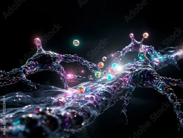 Fototapeta Artistic Depiction of Neurotransmitters in a Synaptic Cleft