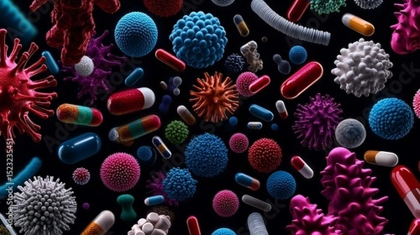 Fototapeta Biological Particle Study of Spheres, Rods, and Polyhedra
