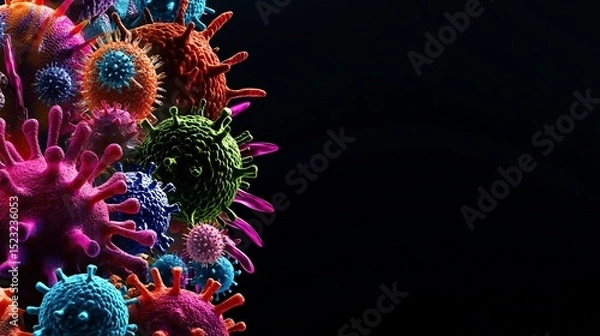 Fototapeta Bacteriophage, Helical, and Icosahedral Virus Types