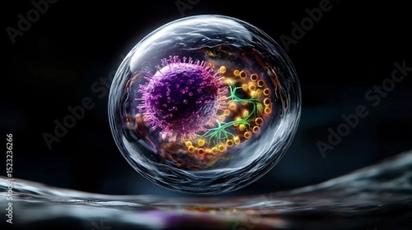 Fototapeta Dynamic 3D Portrayal of a Cell's Internal Workings