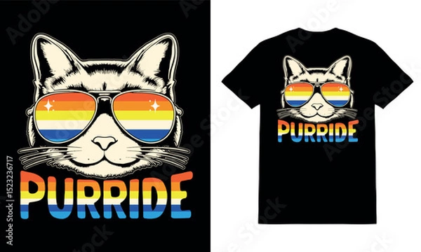 Obraz T-Shirt Design Vector, Cat Lover T-Shirt Designe Cute vector illustration of a black or black and white cat with or without a crown, perfect for Halloween or a fun animal design