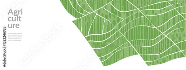 Fototapeta Background pattern with tea field in spring vector green landscape. Abstract wheat and rice farm design. Organic agro collage featuring paddy, corn, vineyard, nature drawing, earth art illustration