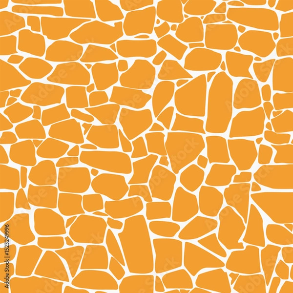 Obraz Seamless vector pattern with stones resembling a monochromatic ramdom mosaic texture. Orange on a white background, for decorating your designs