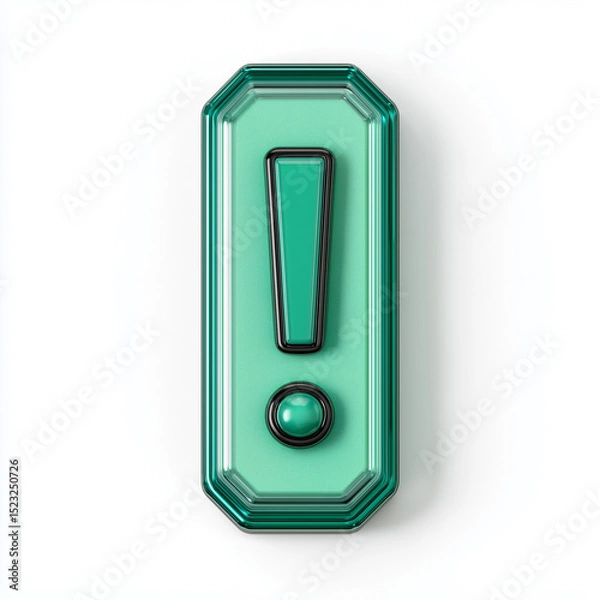 Fototapeta 3d green exclamation mark