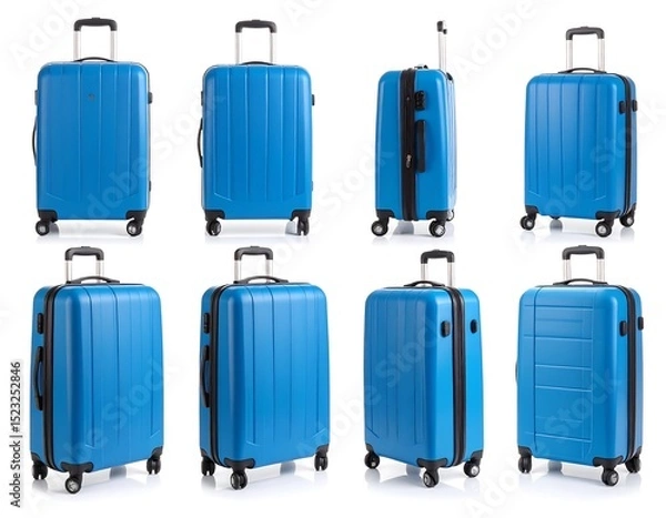 Obraz Blue suitcases on white background
