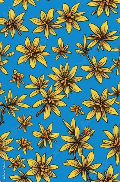 Obraz Witch Hazel on blue background cartoonish seamless pattern