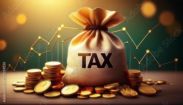 Obraz tax bag with coins represents financial responsibility and obligations
